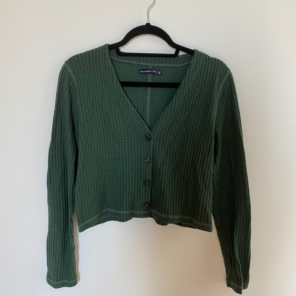 Abercrombie & Fitch Green Cropped Cardigan